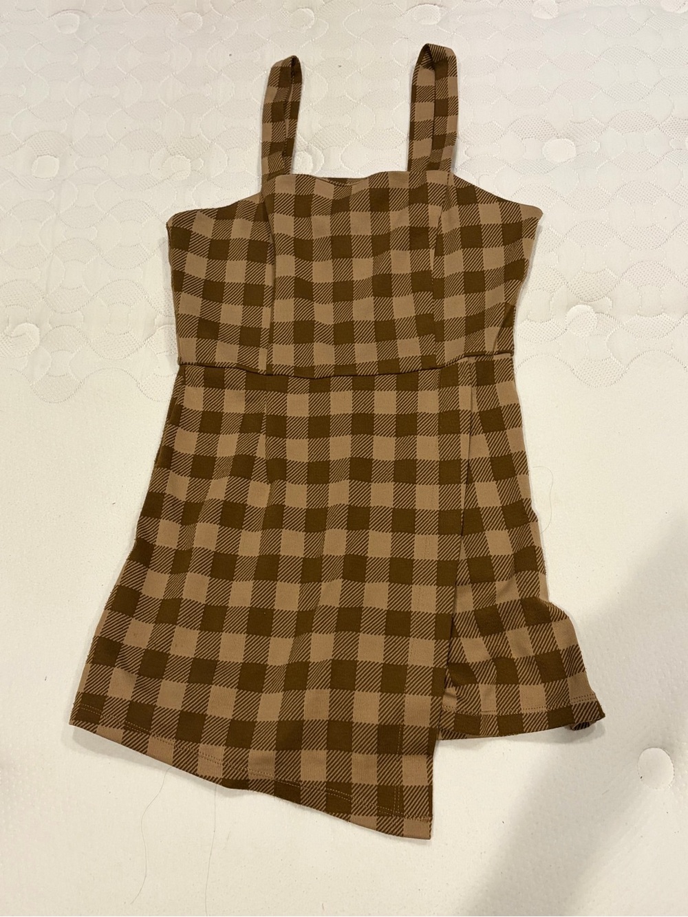 Brown and Tan Gingham rompers